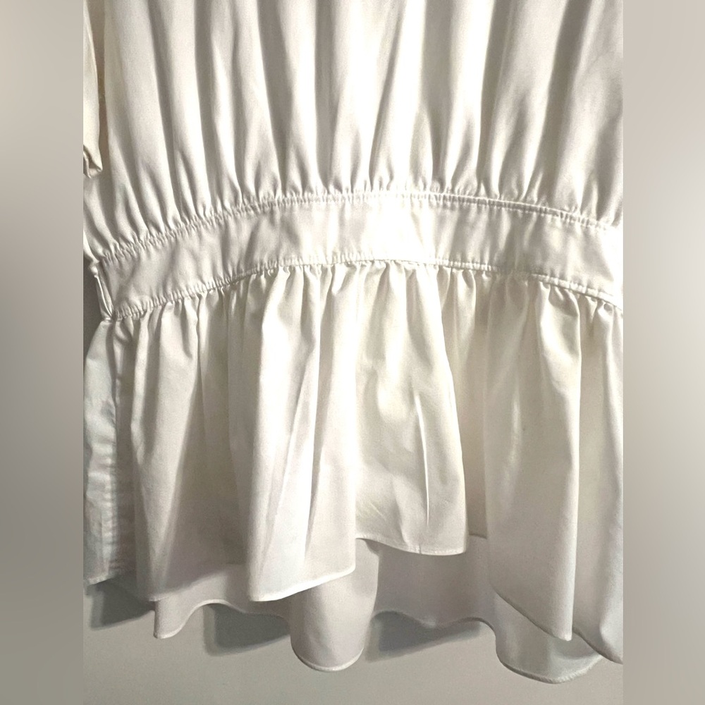 Halogen White Short-Sleeve Peplum Soft Girl/Classic Preppy Tee-Size XS - Picture 4 of 5